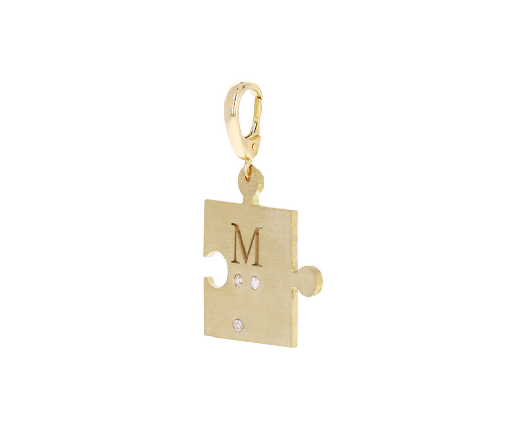 Initial Diamond Puzzle Piece Charm ONLY