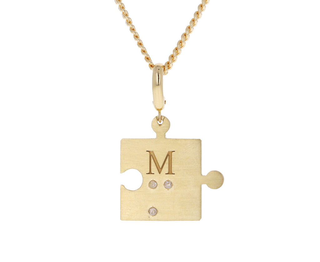 Initial Diamond Puzzle Piece Charm ONLY