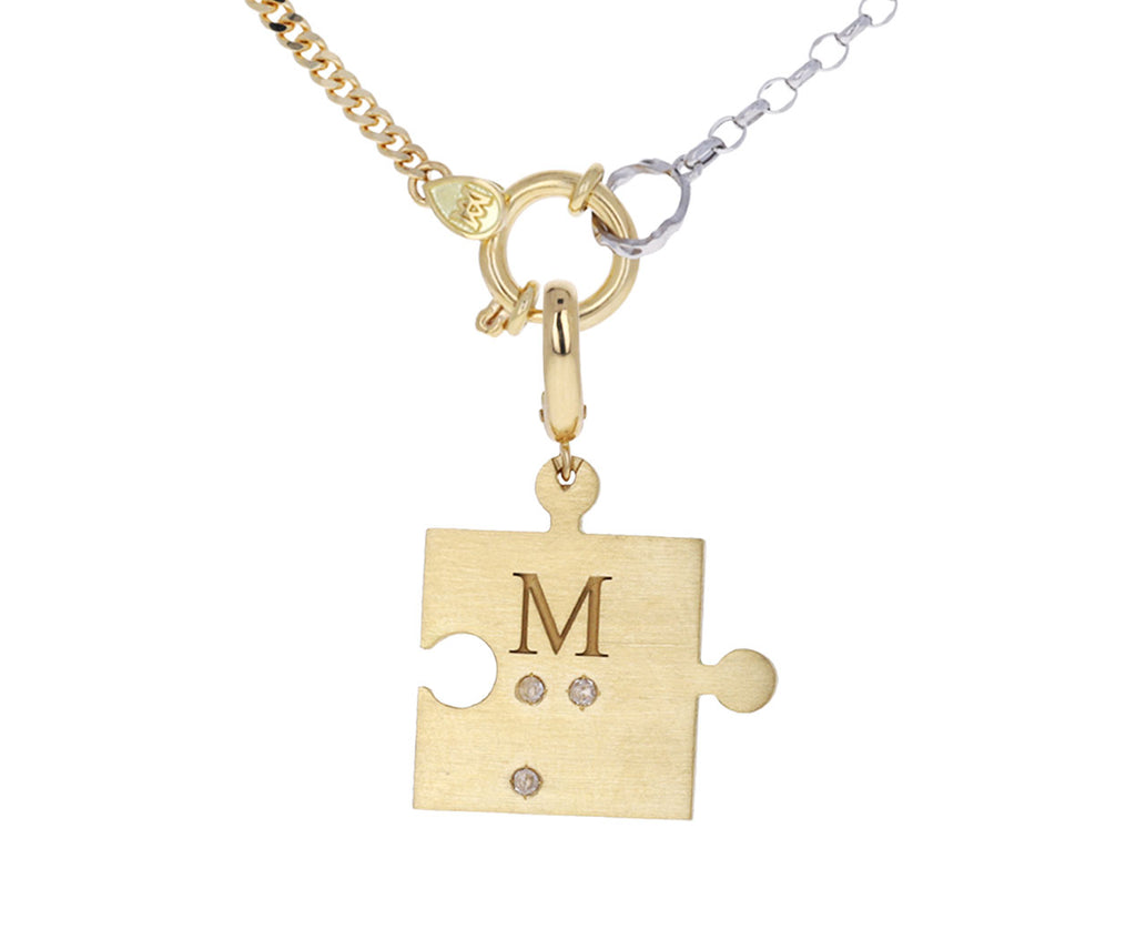 Initial Diamond Puzzle Piece Charm ONLY
