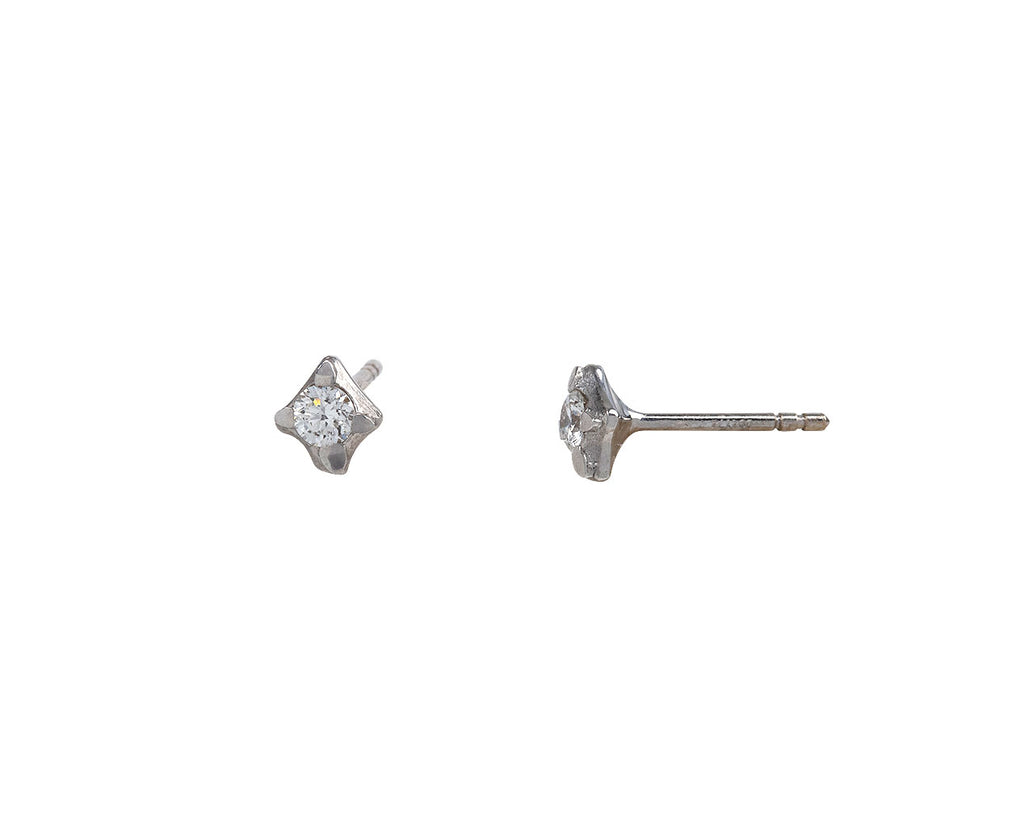 Milamore White Gold Medium Hanabi Diamond Spark Stud Earrings Side View