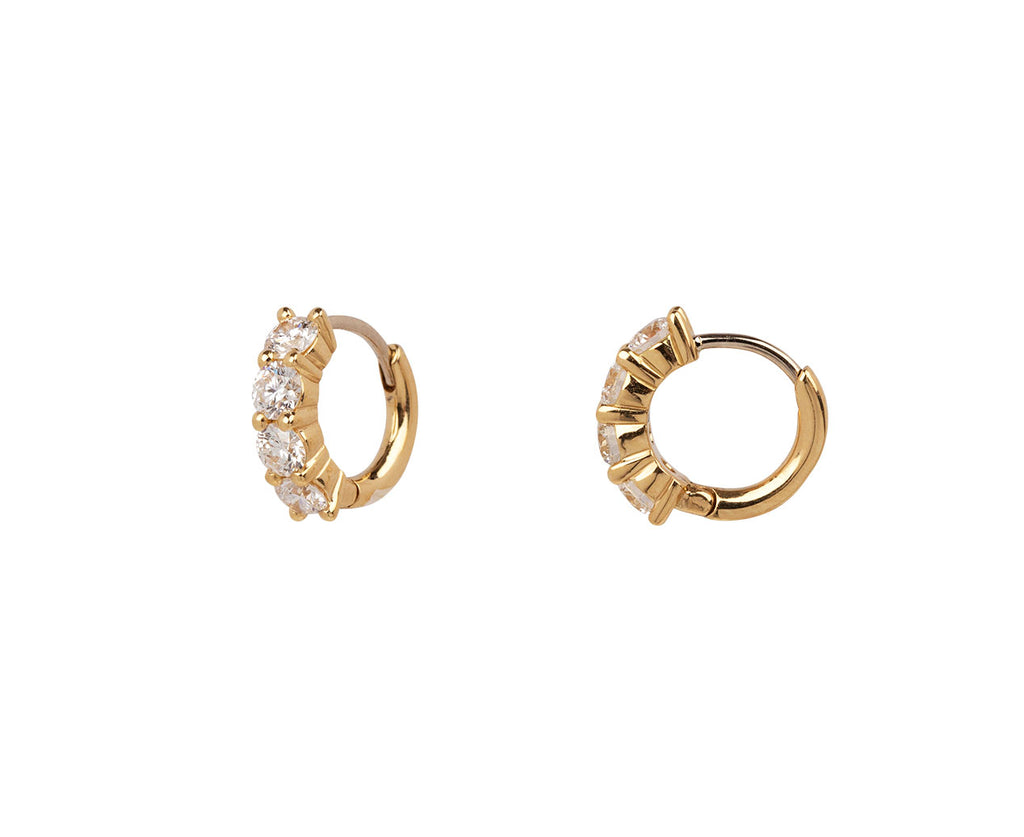Melissa Kaye Diamond Sadie Huggie Hoop Earrings Side View