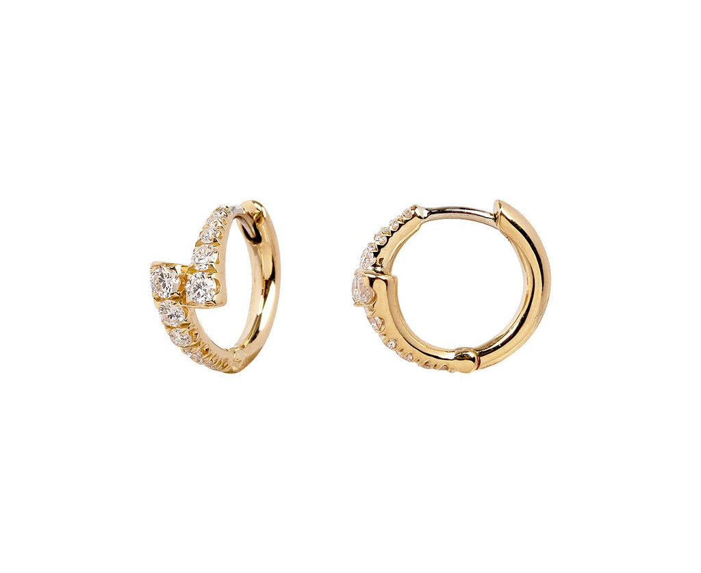 Melissa Kaye Diamond Lola Huggie Hoop Earrings Side View