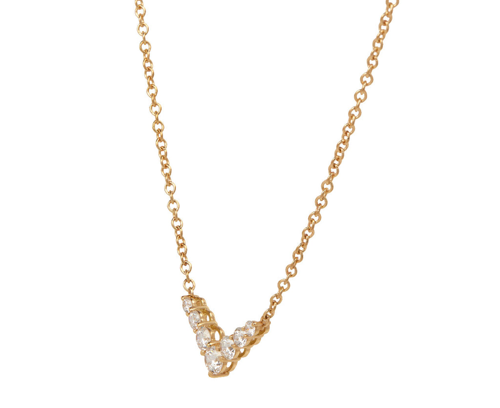Melissa Kaye Mini Aria V Diamond Pendant Necklace Side View