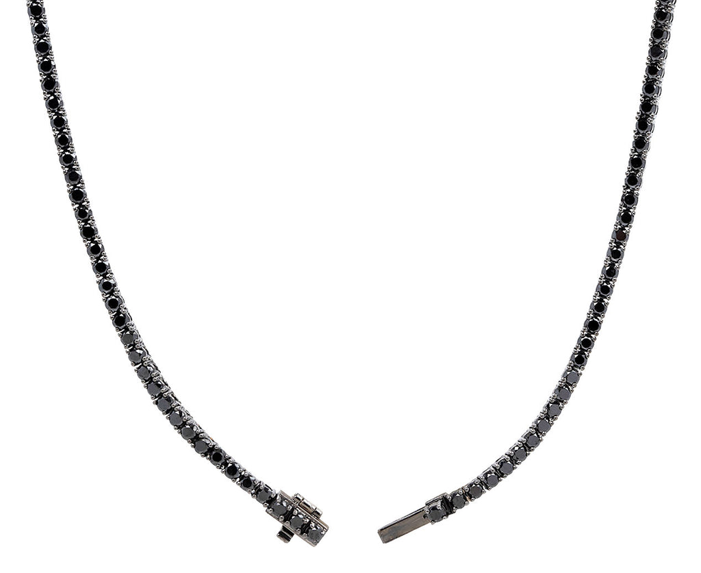 Melissa Kaye Black Diamond Lenox Tennis Necklace Open Clasp
