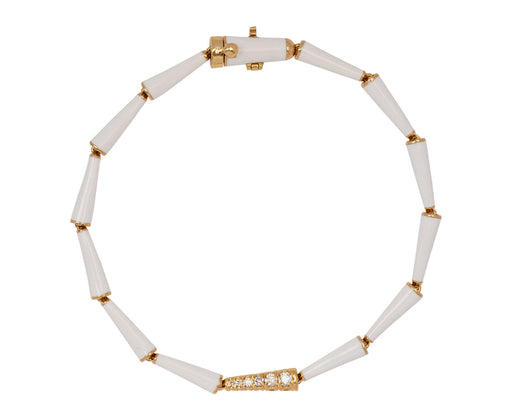 White Enamel Diamond Lola Linked Bracelet