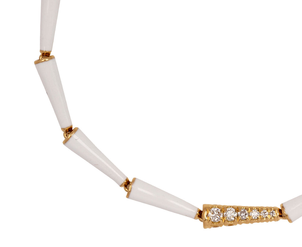 White Enamel Diamond Lola Linked Bracelet