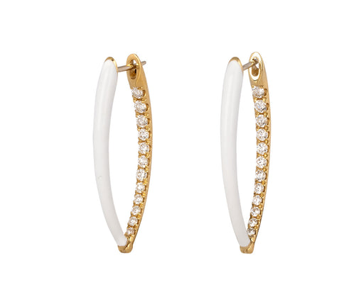 White Enamel Diamond Medium Cristina Earrings