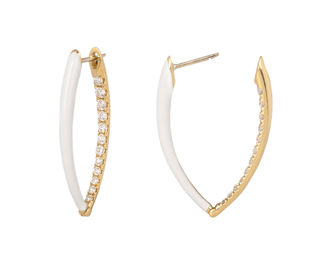 White Enamel Diamond Medium Cristina Earrings
