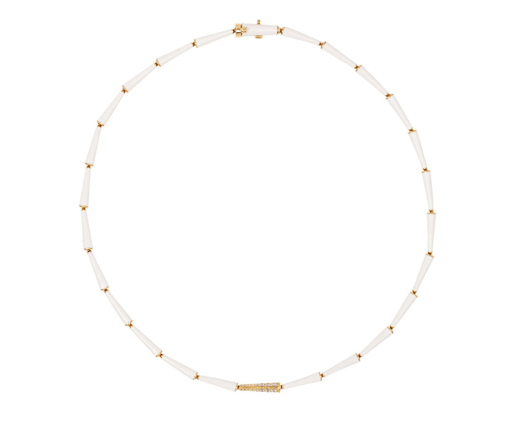White Enamel Diamond Lola Linked Necklace