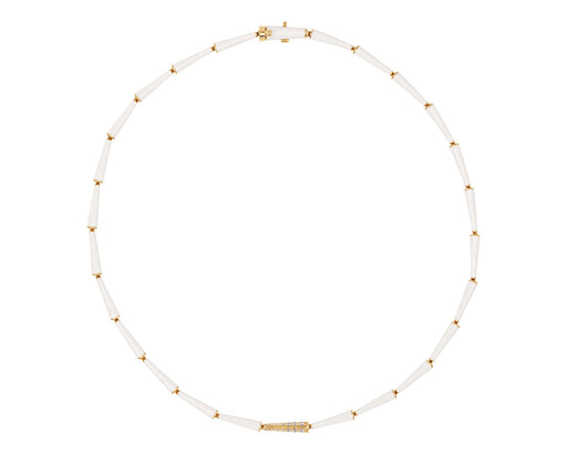 White Enamel Diamond Lola Linked Necklace