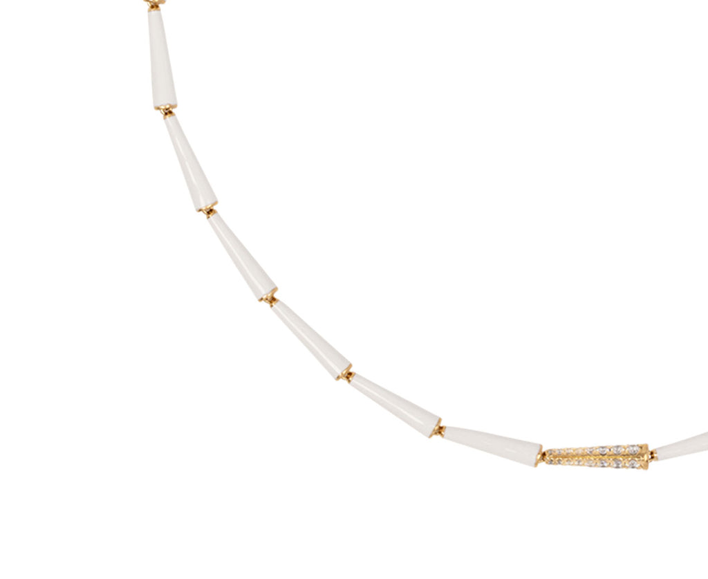 White Enamel Diamond Lola Linked Necklace