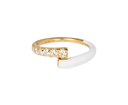 White Enamel and Diamond Lola Ring