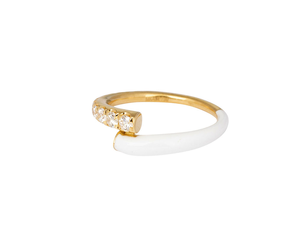 White Enamel and Diamond Lola Ring