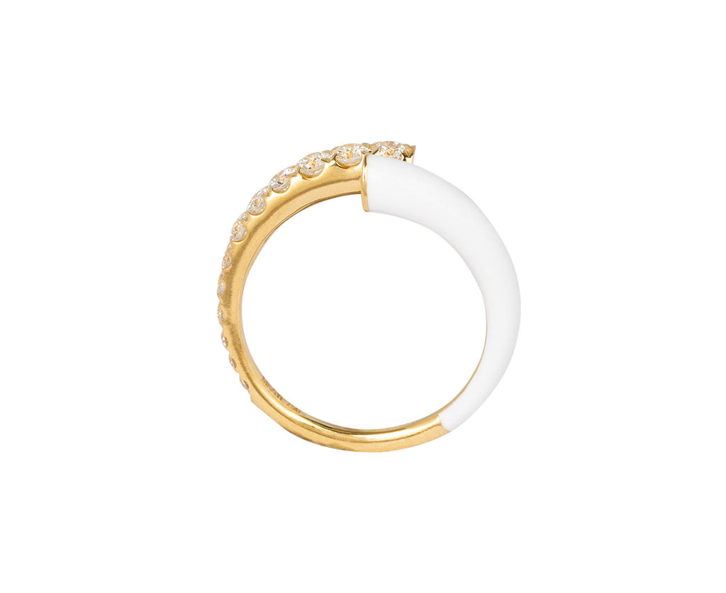White Enamel and Diamond Lola Ring