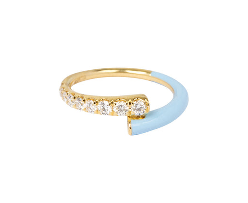 Pastel Blue Enamel and Diamond Lola Ring