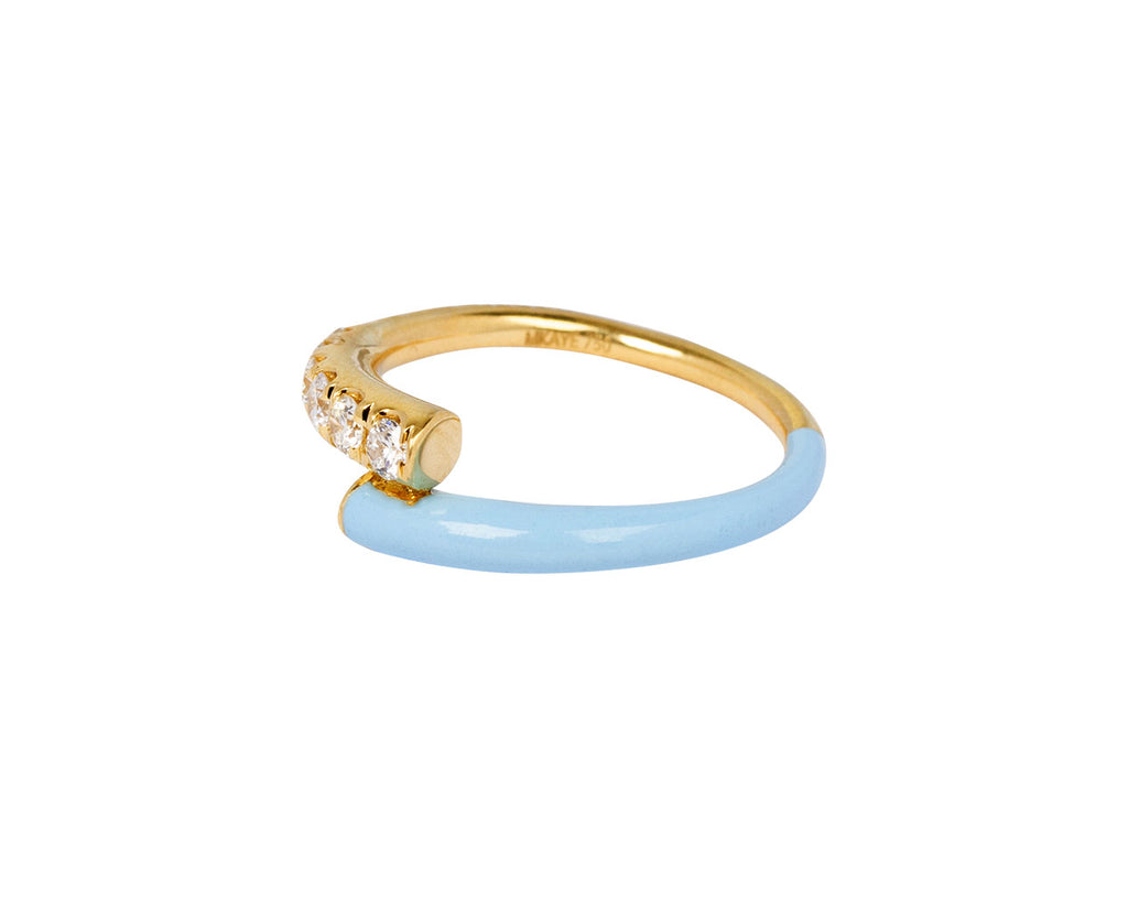 Pastel Blue Enamel and Diamond Lola Ring