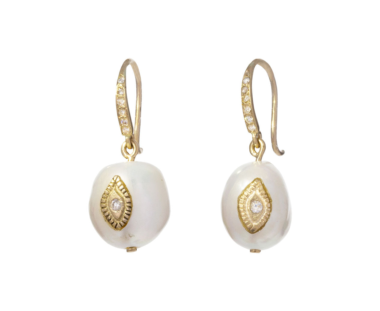Small Pearl and Diamond Charlie Earrings