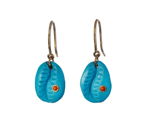 Turquoise and Coral Cauri N°2 Earrings - TWISTonline 