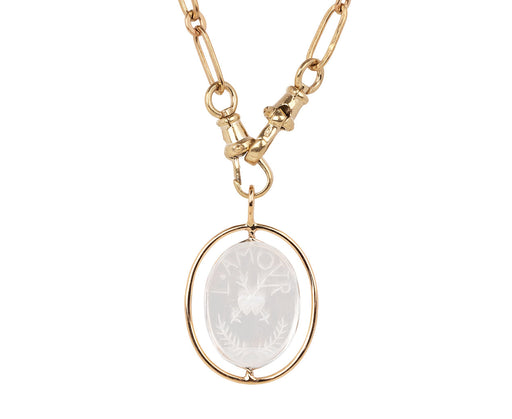 L'amour Carved Crystal Chunky Chain Necklace