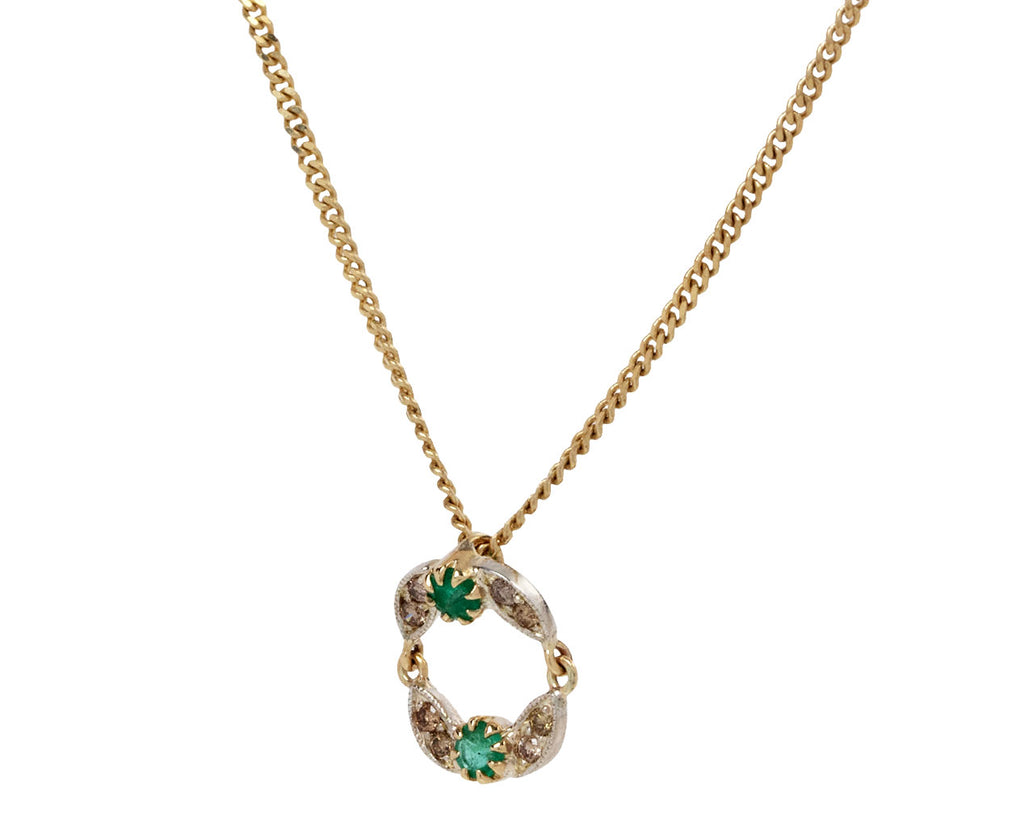 Pascale Monvoisin Emerald and Diamond Ava Pendant Necklace Side View