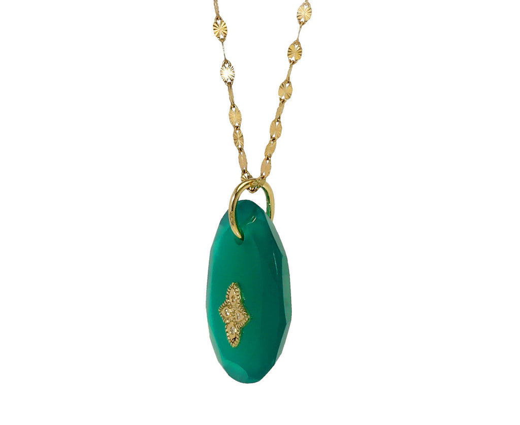 Pascale Monvoisin Green Onyx and Diamond Gaia N°1 Necklace Side View
