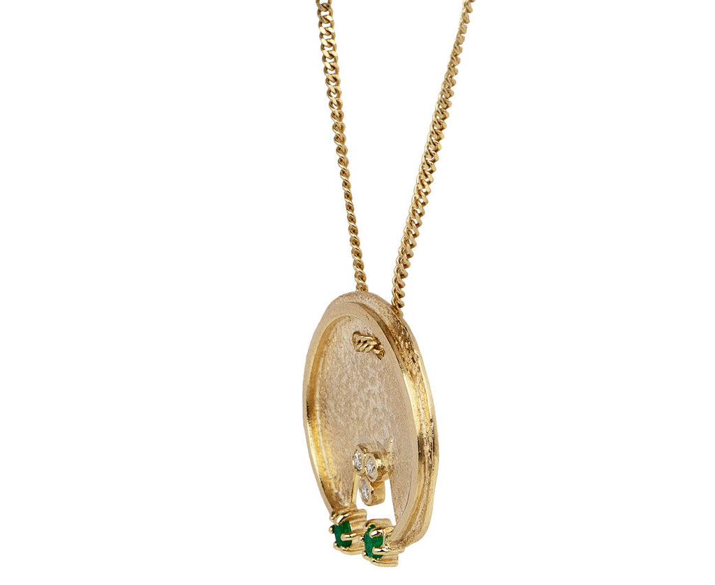 Pascale Monvoisin Mira Diamond and Emerald Pendant Necklace Side View