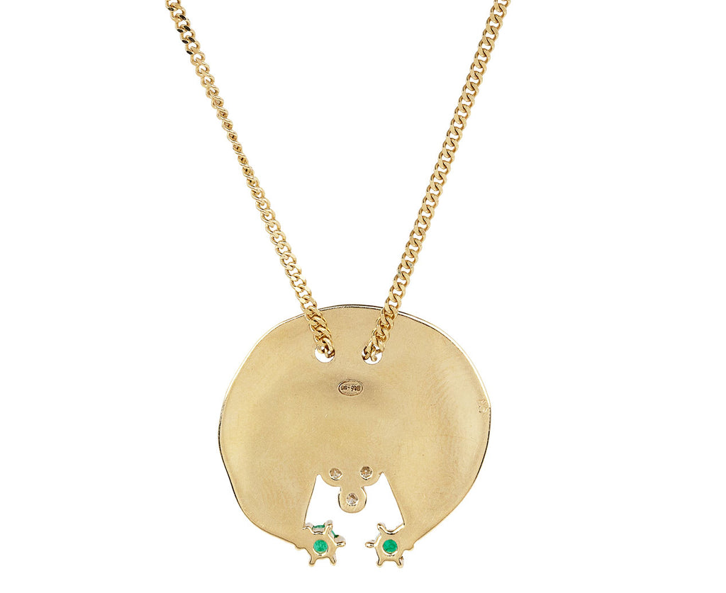 Pascale Monvoisin Mira Diamond and Emerald Pendant Necklace Back View