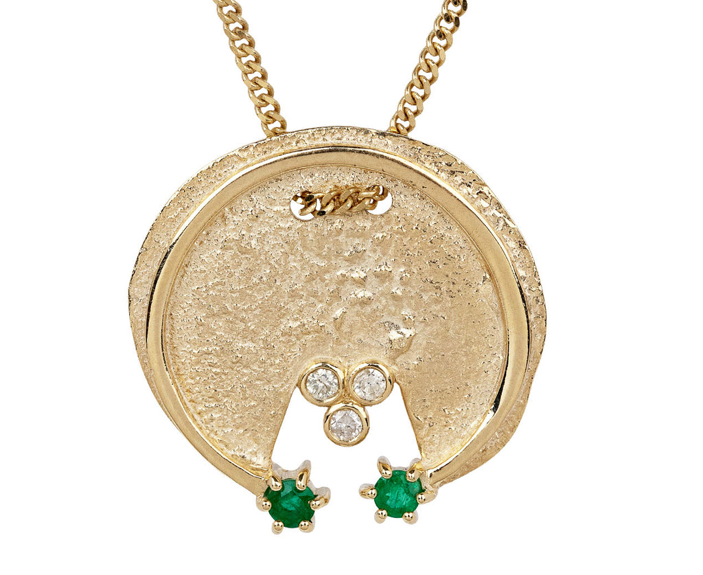 Pascale Monvoisin Mira Diamond and Emerald Pendant Necklace Close Up