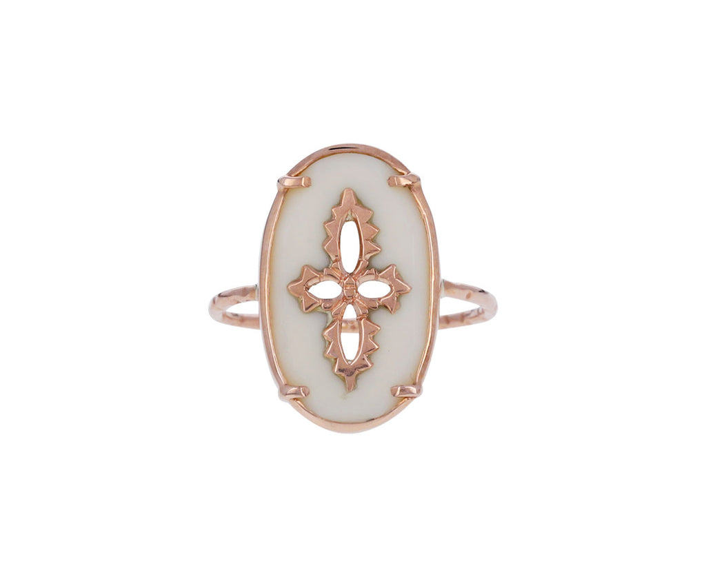 White Bakelite Sunday Ring
