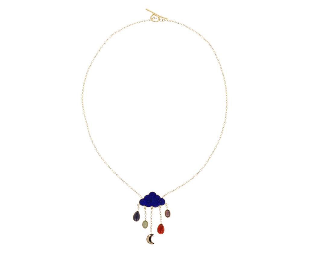 Lapis Cloud and Vintage Charm Rain Necklace