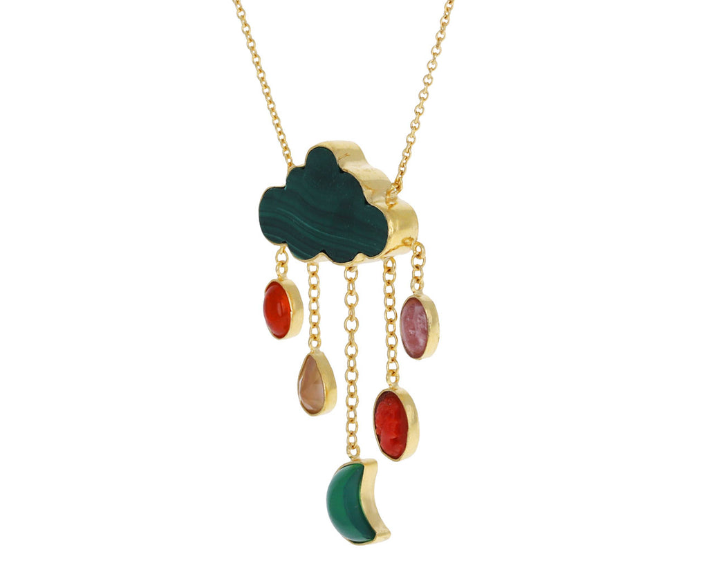 Malachite Cloud and Rain Drop Pendant Necklace