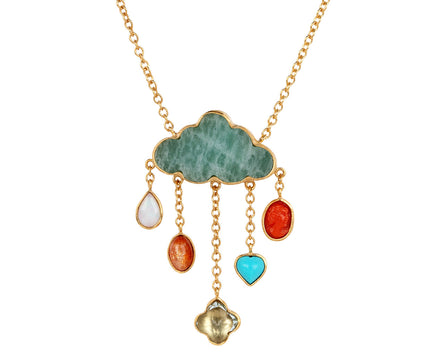 Grainne Morton Amazonite Cloud and Multi Gem Rain Drop Necklace