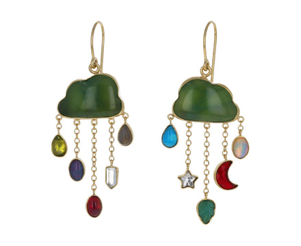 Chrysoprase Cloud and Rain Drop Earrings