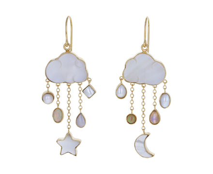 White Cloud and Rain Chain Drop Earrings