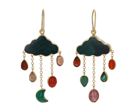 Malachite Cloud and Rain Drop Earrings
