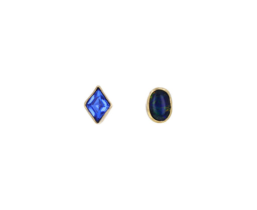 Mismatched Opal and Rhinestone Stud Earrings