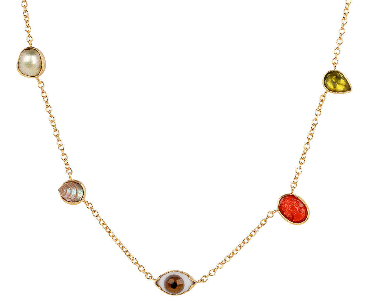 Gold Plated Coral Glass Stone Choker Necklace In Sterling Silver