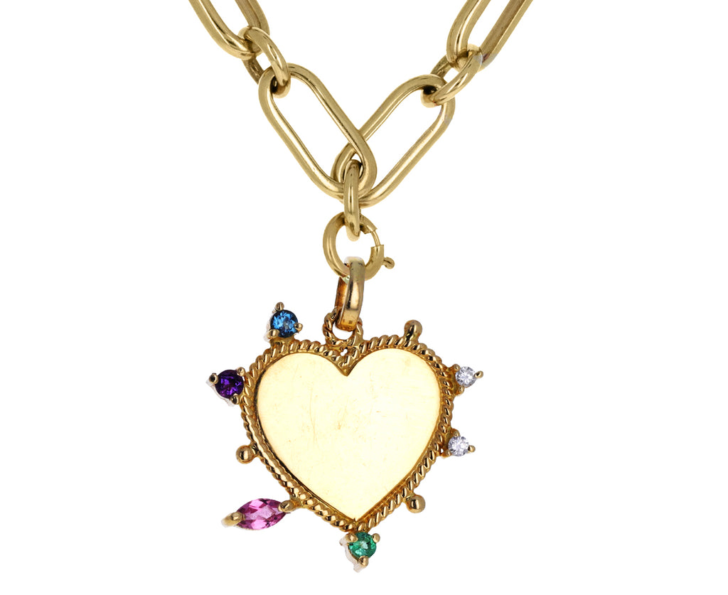 Carolina Neves Multi Gem Yellow Gold Heart Charm ONLY