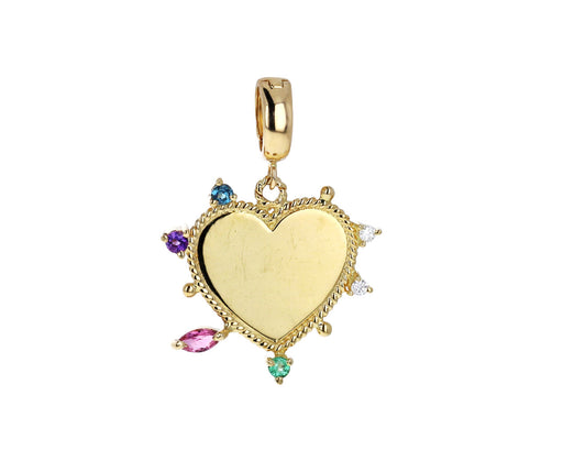Carolina Neves Multi Gem Yellow Gold Heart Charm ONLY