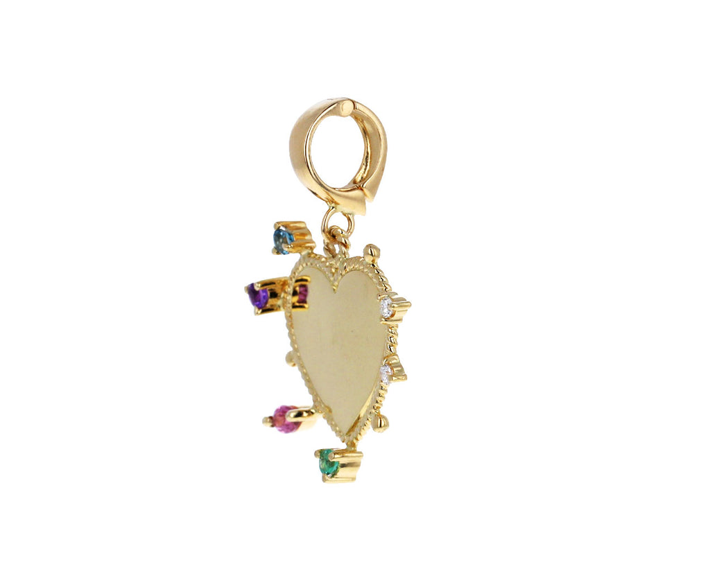 Carolina Neves Multi Gem Yellow Gold Heart Charm ONLY