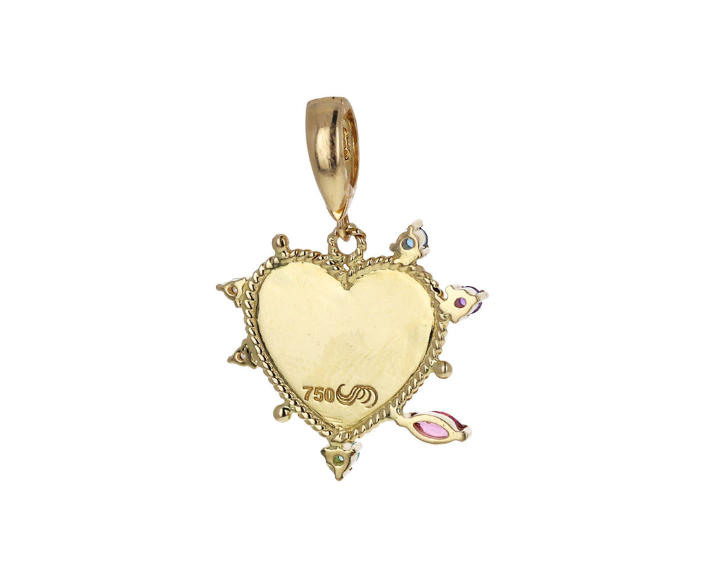 Carolina Neves Multi Gem Yellow Gold Heart Charm ONLY