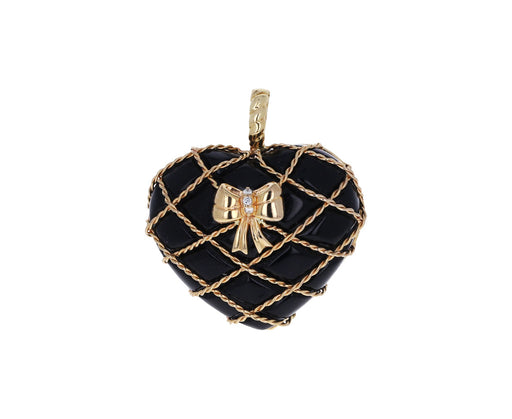GuitaM Gold Mesh Bow Tie Onyx Heart Charm ONLY
