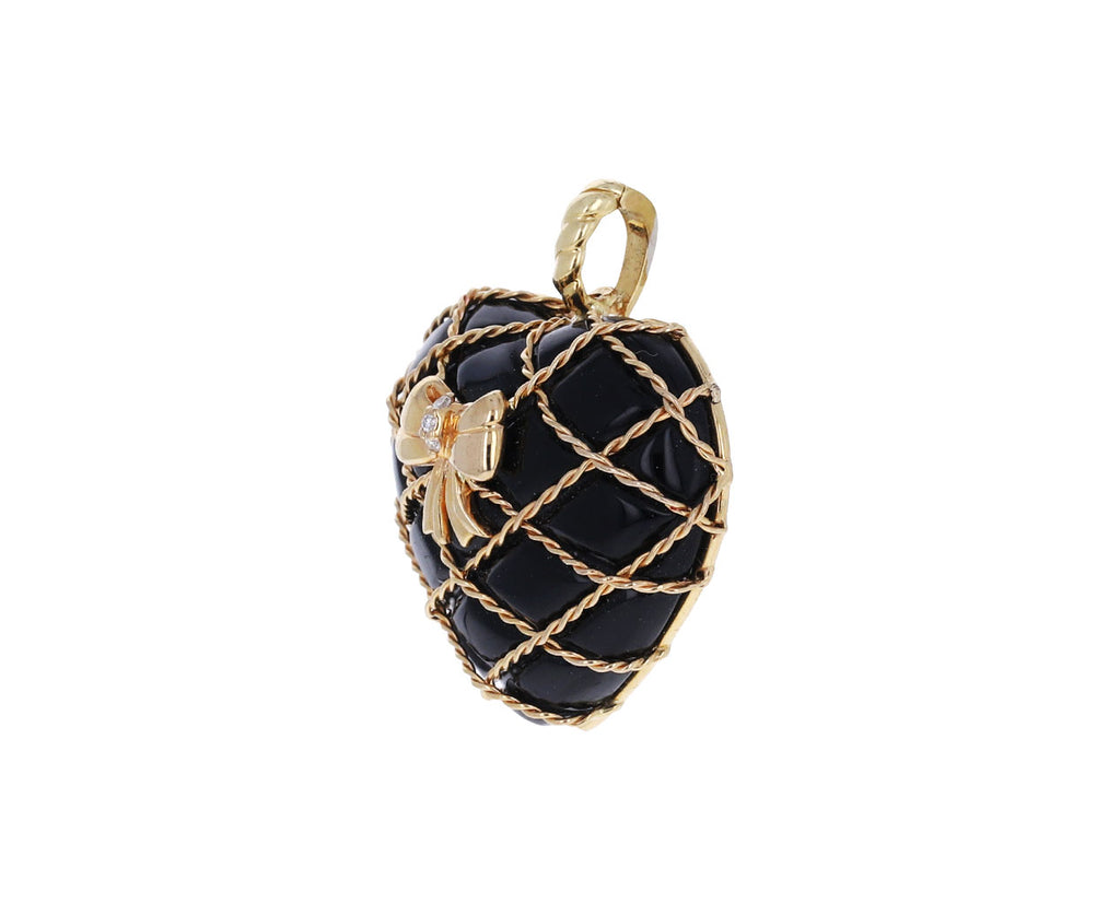 GuitaM Gold Mesh Bow Tie Onyx Heart Charm ONLY