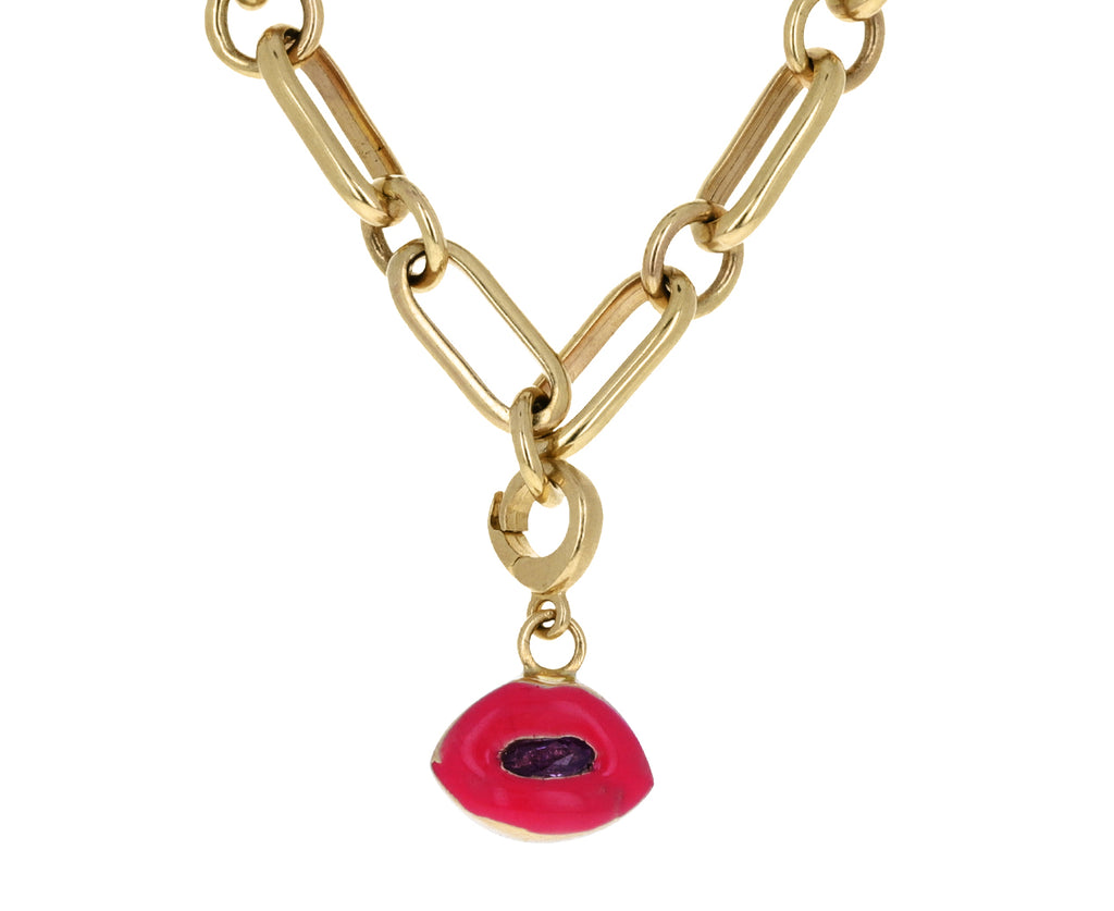 Luis Morais Pink Sapphire Enamel Lip Charm ONLY