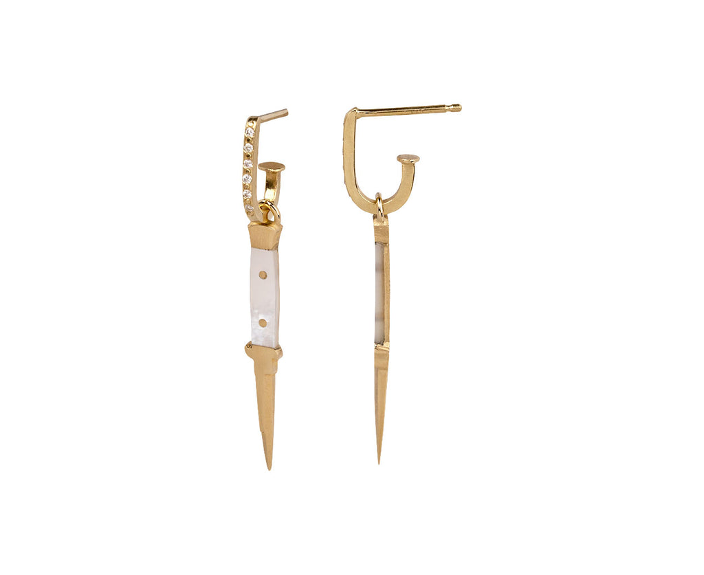 Maiden Voyage Mother-of-Pearl and Diamond Switchblade Earrings Side