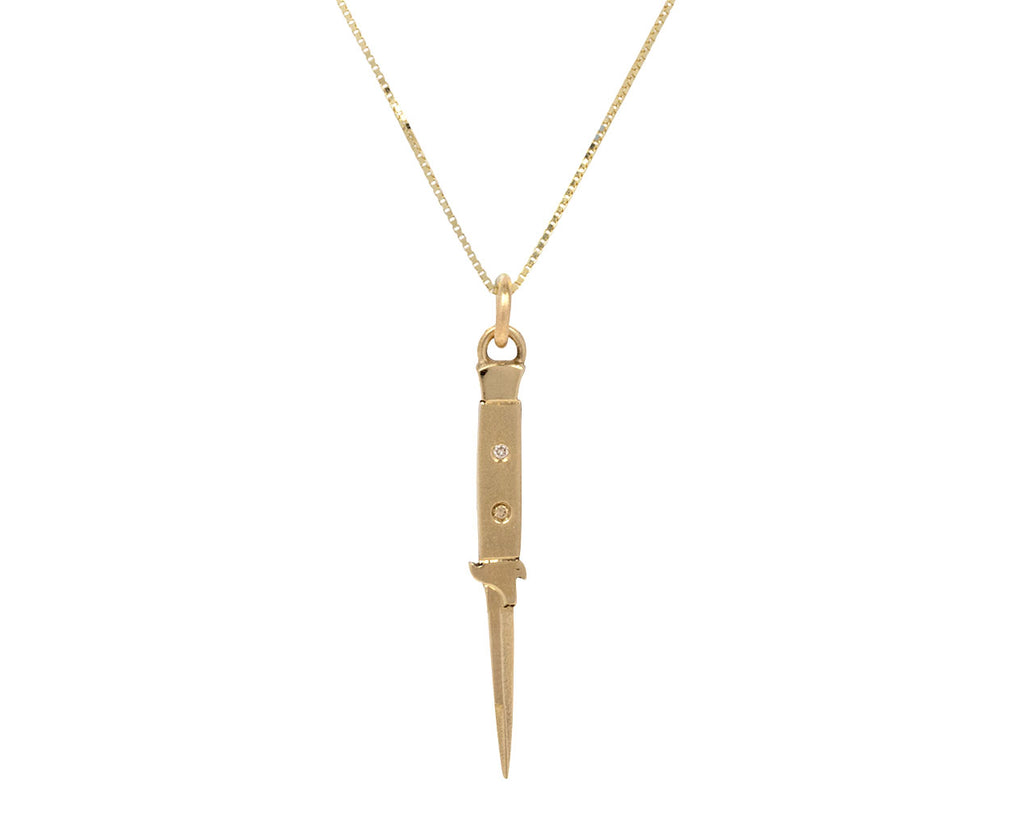 Champagne Diamond Switchblade Pendant Necklace