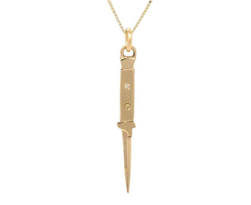 Champagne Diamond Switchblade Pendant Necklace