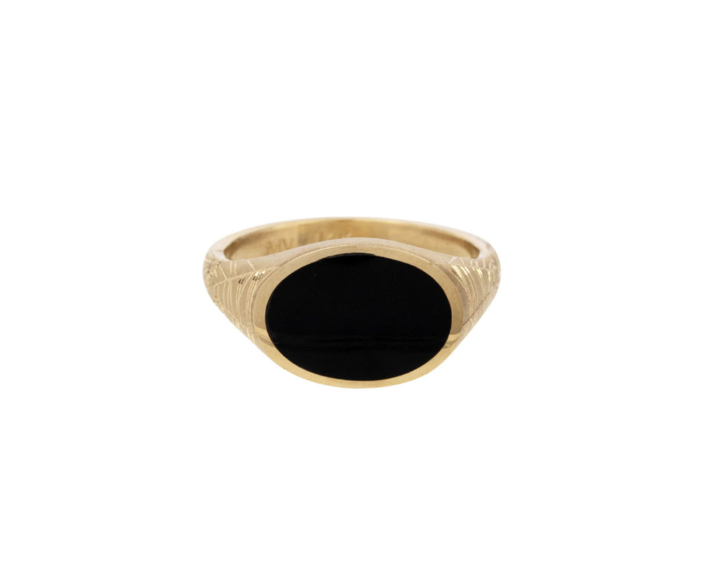 Black Onyx Web Ellipse Signet Ring