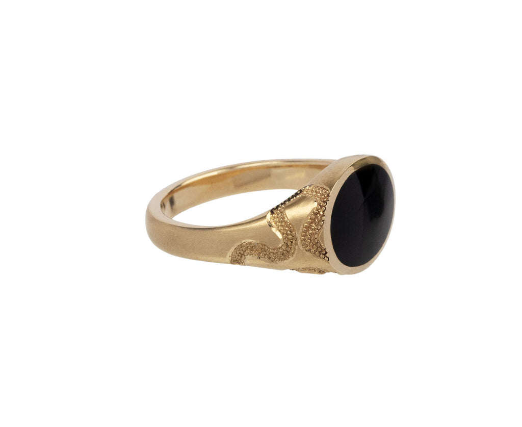 Black Onyx Serpent Ellipse Signet Ring