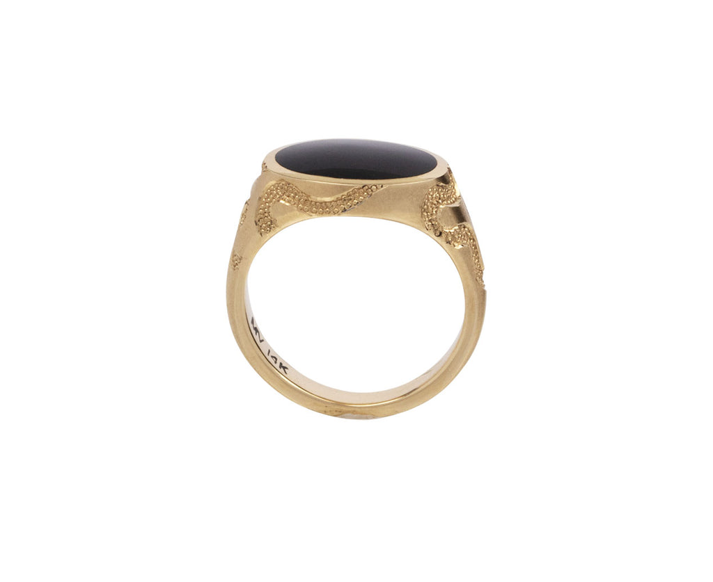 Black Onyx Serpent Ellipse Signet Ring